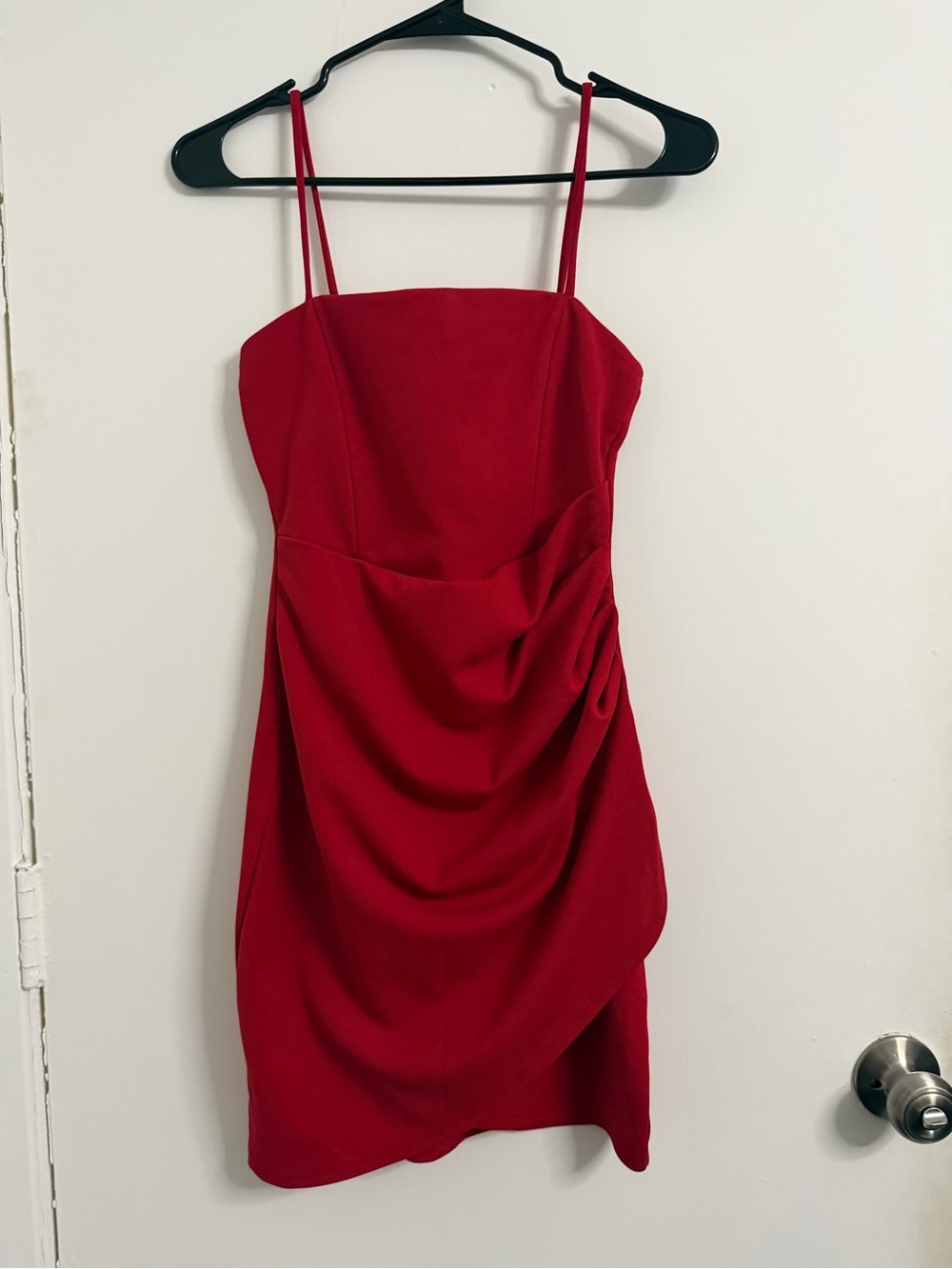 Windsor Red Spaghetti-Strap Draped Mini Dress